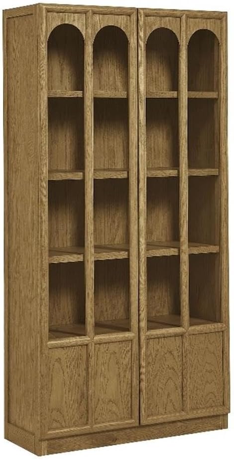Modway Anwen 79" Wood Display Cabinet with Glass Doors in Oak – Modern China Cabinet with Arched Door Detail – Large Curio Cabinet for Collectibles by Modway