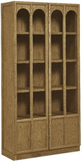 Modway Anwen 79" Wood Display Cabinet with Glass Doors in Oak – Modern China Cabinet with Arched Door Detail – Large Curio Cabinet for Collectibles by Modway