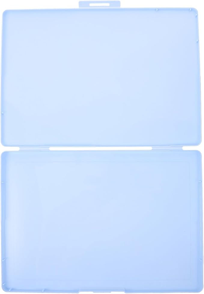 A4 Large Capacity Document Storage Box with Lid, Sky Blue Plastic Card Organizer and Certificate Holder, Multi-functional Office File Organizer for Business and Home Use by WOONEKY