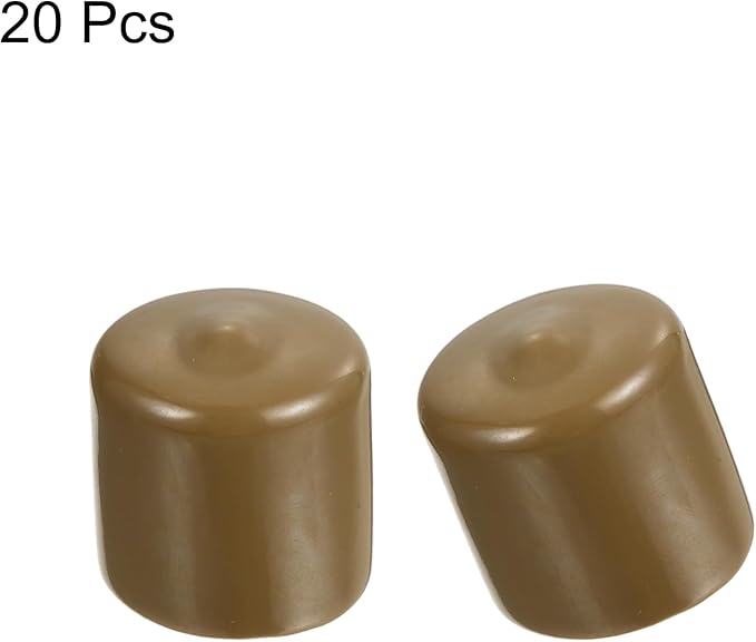 uxcell 20pcs Rubber End Caps 26mm(1 Inch) ID Vinyl PVC Round Tube Bolt Cap Cover Screw Thread Protectors Light Brown - Image 2
