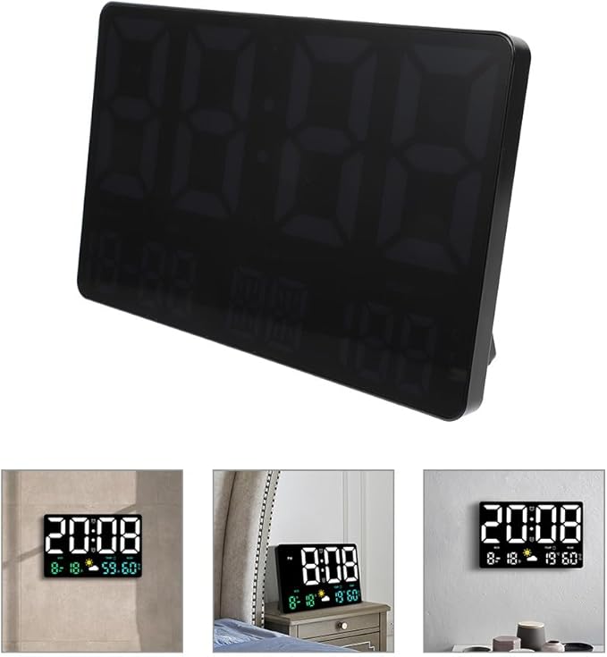 Large Digital Wall Clock with Temperature and Humidity Sensor Colorful Led Weather Forecast Alarm Calendar Timer for Home and Office Use 9.7X6.2 Inch - Image 9