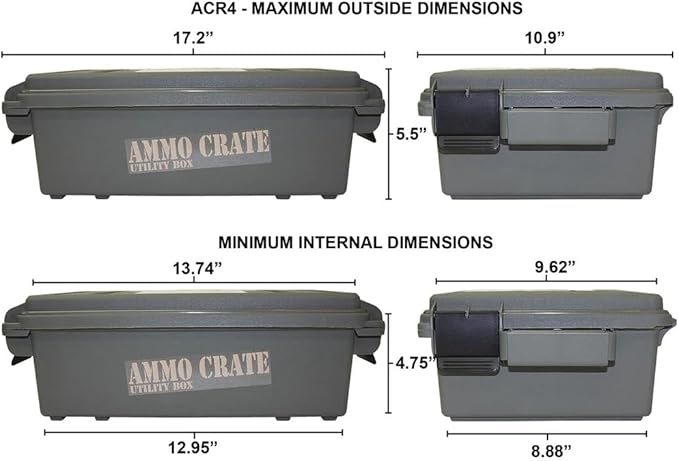 MTM ACR4-18 Ammo Crate Utility Box-Carry up to 65lbs of gear-Stackable design, double padlock for security - Water-resistant O-ring seal - Army Green - Image 6