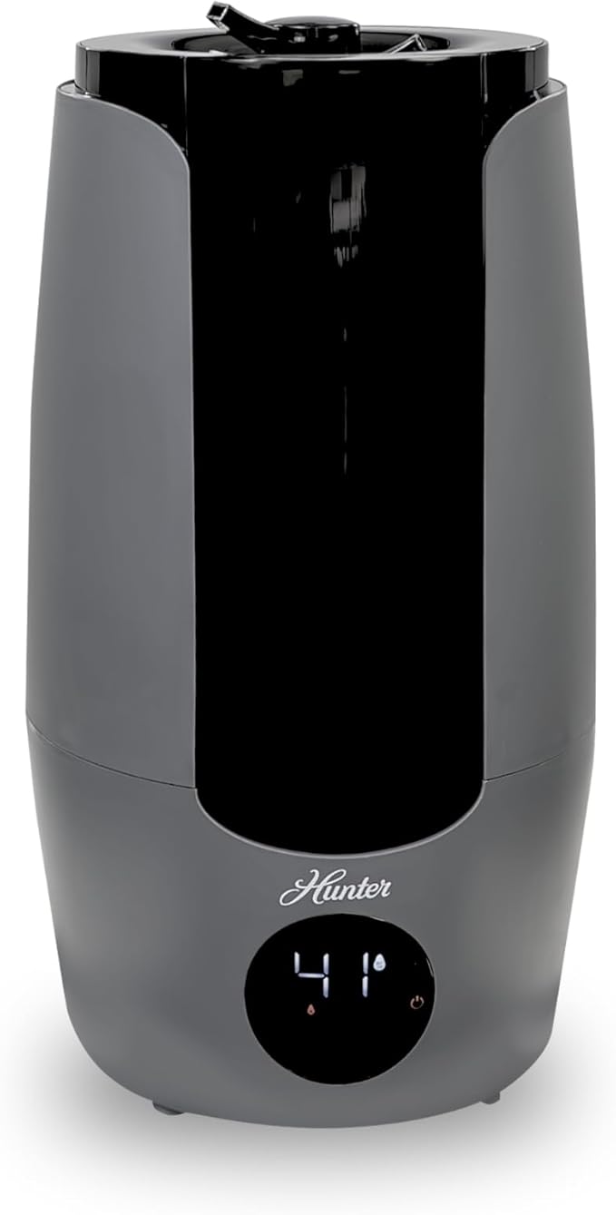 Hunter HHU400 Ultrasonic Humidifier - Vibration Technology Air Humidifier w/Long Lasting Mist for Large Spaces - Hunter Humidifiers for Bedroom Extension Wand & 360 Degree Nozzle, 2.19 Gal. Graphite by HunterFanCompany