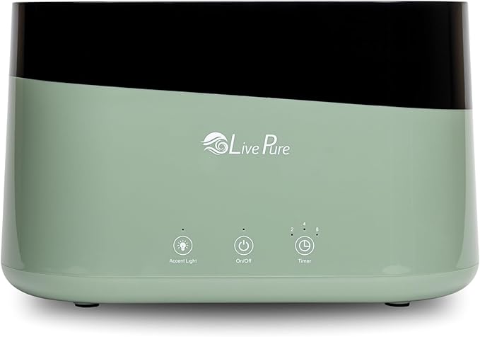 LP300HUM LivePure Aqua Flame Ultrasonic Humidifier (0.19 Gal)- Vibration Technology Humidifier with Essential Oil Diffuser – Mini Portable Cute Design for Personal Use, Dorm Rooms, & Desks - Black by LivePure