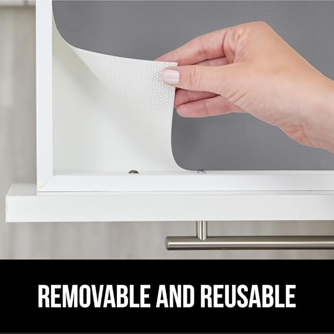 GORILLA GRIP DripGuard Shelf Liner, Non-Adhesive Drawer and Kitchen Cabinet Protector, 24x240 Inch, Strong Grip Slip Resistant Underside, Smooth Surface Liners for Cabinets, Bathrooms, Closets, Gray - Image 6