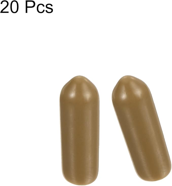 uxcell 20pcs Rubber End Caps 4mm(3/16") ID Vinyl PVC Round Tube Bolt Cap Cover Screw Thread Protectors Light Brown - Image 2