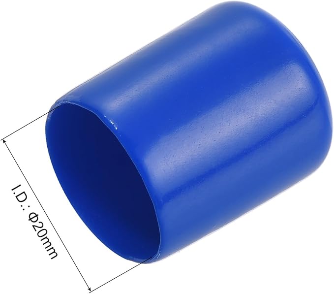 uxcell 20pcs Rubber End Caps 20mm ID Vinyl Round Tube Bolt Cap Cover Screw Thread Protectors Blue - Image 3