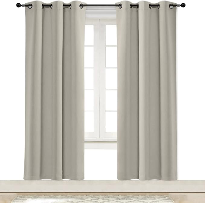 NICETOWN Room Darkening Window Treatment Curtain, Natural, Single Panel, 34 by 72, Energy Smart Thermal Insulated Block Out Sunlight Shade & Blind for Bedroom with Grommet Ring Top by NICETOWN
