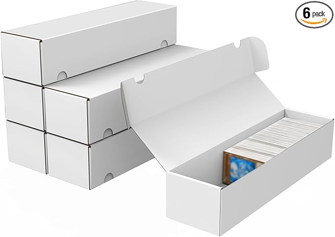Trading Card Storage Box, 6-Pack 1100 Count White Corrugated Cardboard Bulk Sports Storage Box for TCG/Magic/Mtg Basketball Cards, Collectible Trading Cards by XRACV