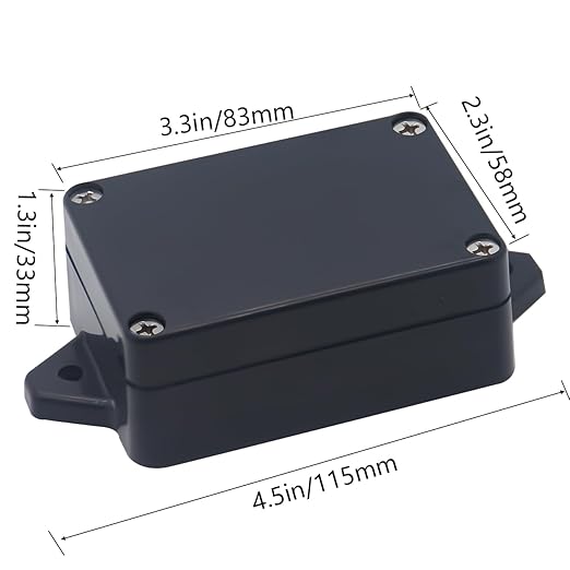 Junction Box IP65 Waterproof ABS Plastic Electrical Project Case Power Junction Boxes, Project Box with Fixed Ear Black 3.3 x 2.3 x 1.3Inch (83 x 58 x 33mm) - Image 2