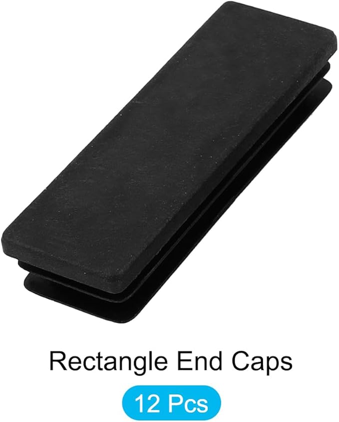 METALLIXITY Rectangle End Caps (75 x 25mm) 12Pcs, Plastic Rectangle Tube Inserts Threaded End Blanking Caps Protector - for Furniture Table Chair Legs, Black - Image 5