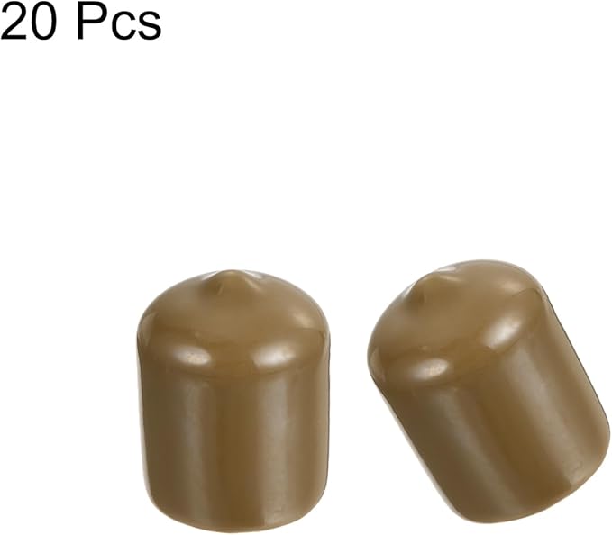 uxcell 20pcs Rubber End Caps 17mm ID Vinyl PVC Round Tube Bolt Cap Cover Screw Thread Protectors Light Brown - Image 2