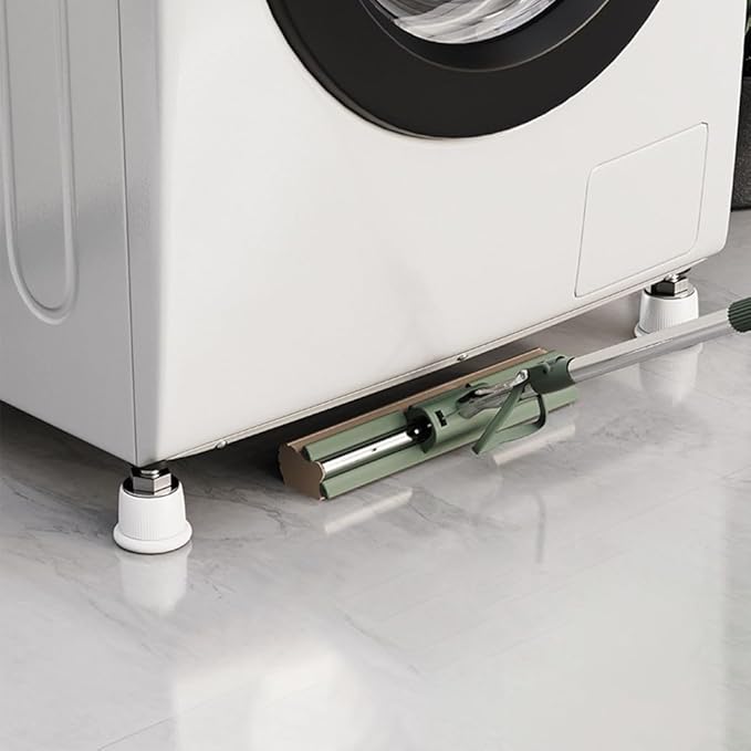 Adjustable Furniture Levelers 40-63mm, Anti-Slip Appliance Risers for Laundry Machines, Noise Reducing Floor Protectors with Moisture Resistant & Non-Slip Design, 4-Pack(White) - Image 2