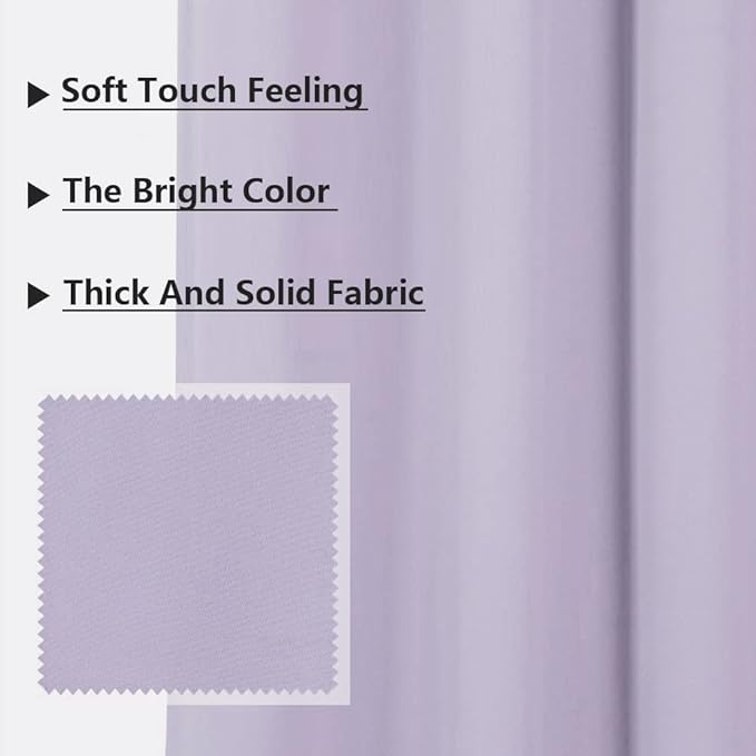 MYSKY HOME Lilac Blackout Curtains for Living Room, 63 Inch Long Grommet Room Darkening Curtain for Bedroom, Amazing Triple Weave Thermal Insulated Curtain, 1 Curtain Panel, 52 x 63 Inch, Lilac - Image 3