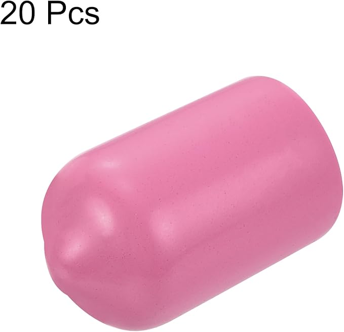 uxcell 20pcs Rubber End Caps 9mm(3/8 inch) ID Vinyl PVC Round Tube Bolt Cap Cover Screw Thread Protectors Pink - Image 2