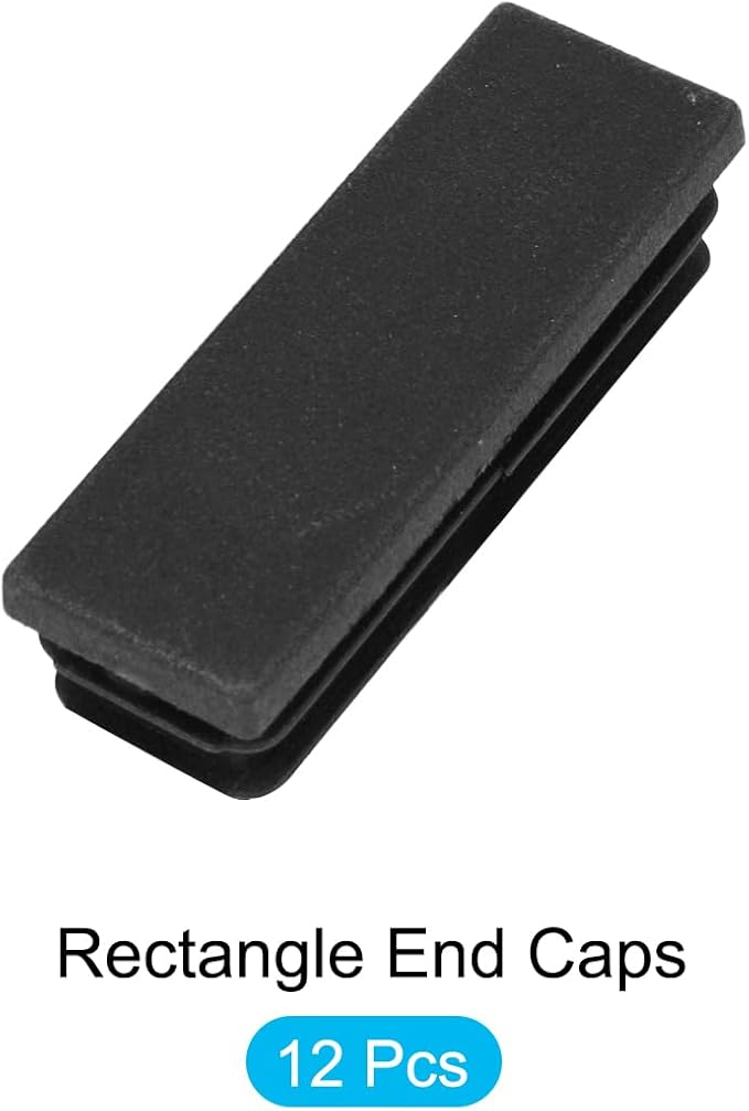 METALLIXITY Rectangle End Caps (60 x 20mm) 12Pcs, Plastic Rectangle Tube Inserts Threaded End Blanking Caps Protector - for Furniture Table Chair Legs, Black - Image 5