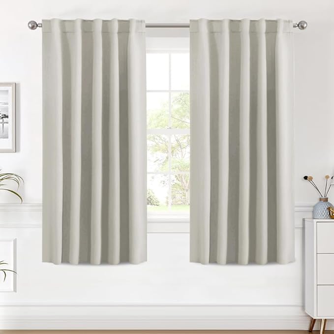 H.VERSAILTEX Blackout Curtains Thermal Insulated Window Treatment Panels Room Darkening Blackout Drapes for Living Room Back Tab/Rod Pocket Bedroom Draperies (2 Panels, Ivory/Cream, 42 x 63 Inch) by HVERSAILTEX