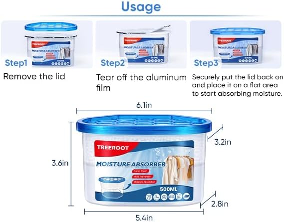22Pack Moisture Absorbers, 10.6OZ Humidity Absorber Bucket, Moisture Absorbers for Closet, Dehumidifier Bucket for Wardrobes、 Kitchens and Bathrooms, Fragrance Free Humidity Absorber - Image 9