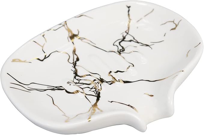 Ceramic Marble Texture Soap Dish,Self Draining Slot,Ceramic Self Draining Soap Dish Portable,Bathroom Accessories for Shower,Bathroom,Kitchen, Sink,Countertop,for Travelling,Camping,Gym by YRQDECO