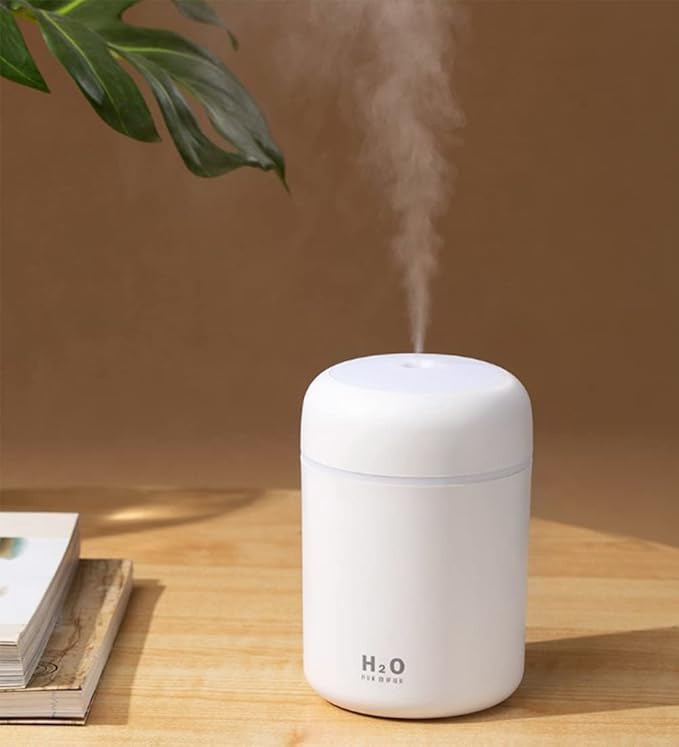 Portable Mini Humidifier, 300ml with Colorful LED Night Light, USB Personal Desktop Humidifier for Car Office Home Travel, Auto Shut-Off, 2 Mist Modes, Super Quiet(white) by HISKFUN