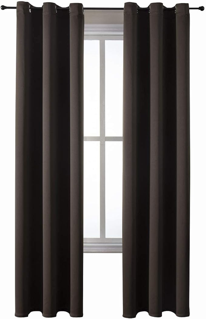 ChrisDowa Grommet Blackout Curtains for Bedroom and Living Room - 2 Panels Set Thermal Insulated Room Darkening Curtains (Brown, 42W x 84L) - Image 7