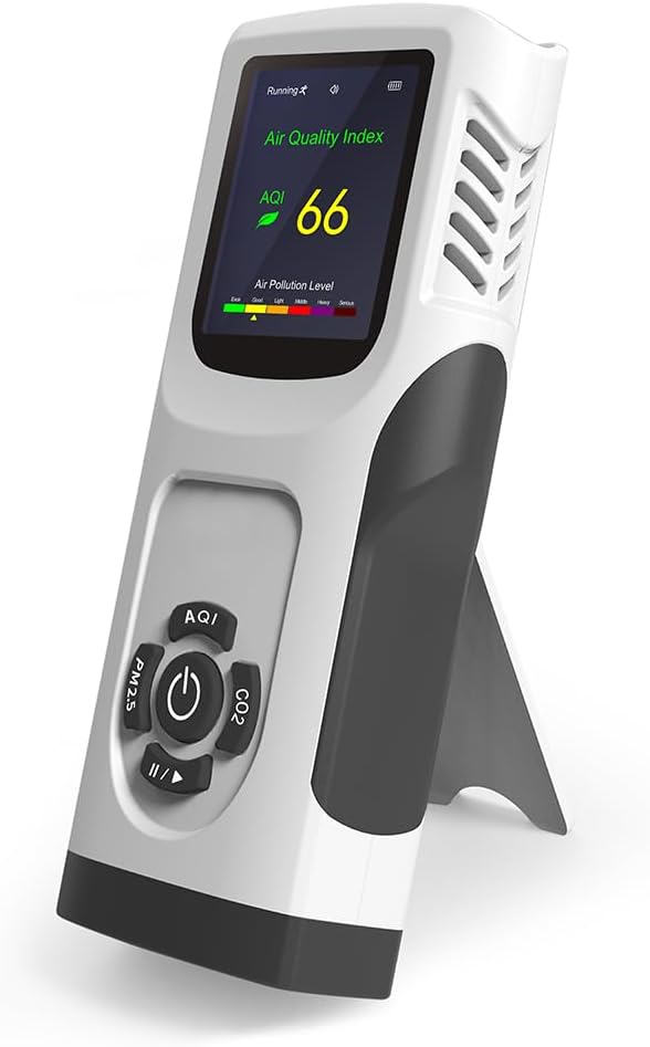 6-in-1 Air Quality Monitor Indoor CO2 Monitor, 3000mAh AQI TVOC Air Quality Tester for Home PM2.5 PM10 Particle Counter Air Quality Monitor with Graph, Portable Outdoor LED Screen by Forsensal