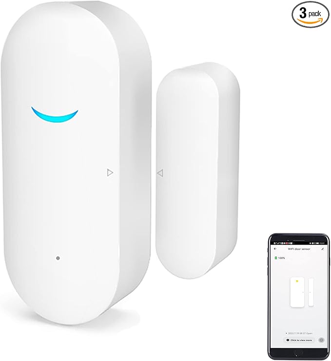 WiFi Door and Window Sensors,Tuya Smart Alarm with Free Notification APP Control Home Security Alarm System, No Hub Required,Compatible with Alexa, Google Home (3-Pack) by SENCKIT