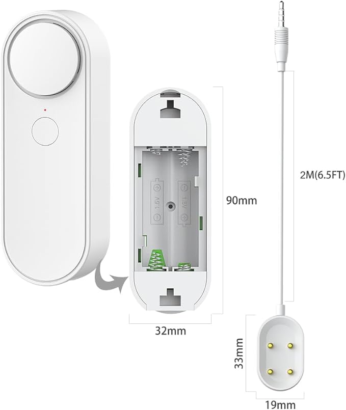 Multifunctional WiFi Water Leak Detector, 6.5ft Split Drip/Leak Detection Cable, Dual Interface, Expandable, Smart Leak Sensor Alarm, AAA Battery Powered, APP Monitoring, Over 5 Months Standby - Image 4