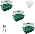 Seed Starter Tray Kit, 3-Pack Plant Growing Trays with Humidity Dome and Base, Labels and Hand Tool Kit for Seed Starting, Germination and Seedling Propagation (12 Cells per Tray) by YOOAEFRTY