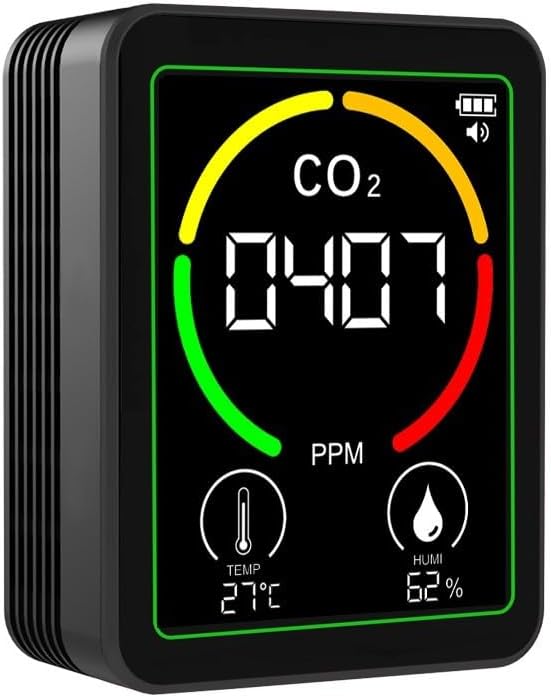 Air Quality Monitor Indoor-Portable Indoor Air Quality Meter, 3-in-1 Indoor Air Quality Monitor with Carbon Dioxide Detector, Temperature and Humidity Sensor, LCD Display(Black) - Image 3