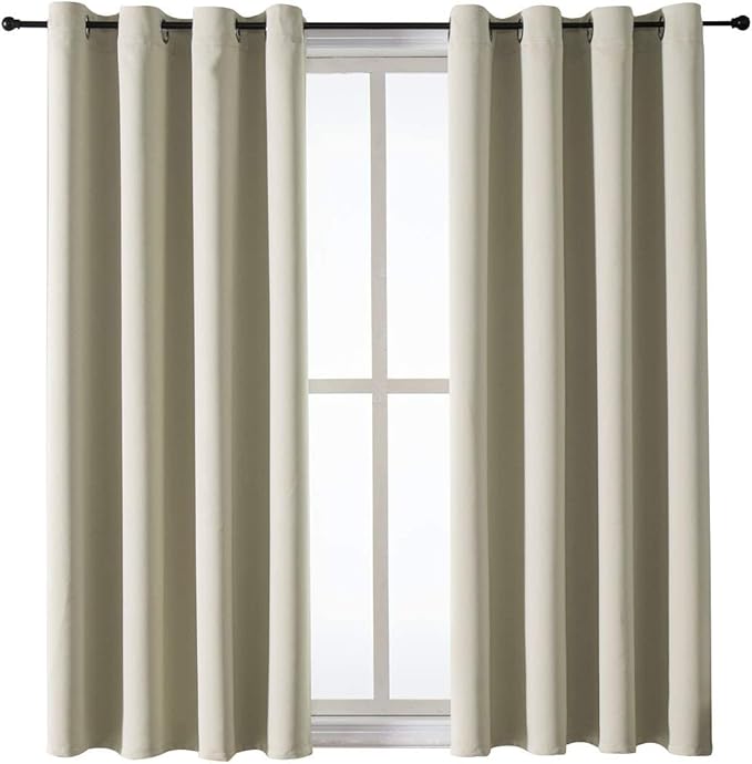 ChrisDowa Grommet Room Darkening Curtains for Bedroom and Living Room - 2 Panels Set Thermal Insulated Blackout Curtains (Beige, 52W x 63L - Image 7