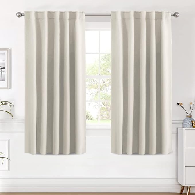 H.VERSAILTEX Light Reducing Curtains Thermal Insulated Window Treatment Panels Room Darkening Privacy Assured Drapes for Living Room Back Tab/Rod Pocket Bedroom Drapes 2 Panels, Ivory - 42 x 63 Inch by HVERSAILTEX