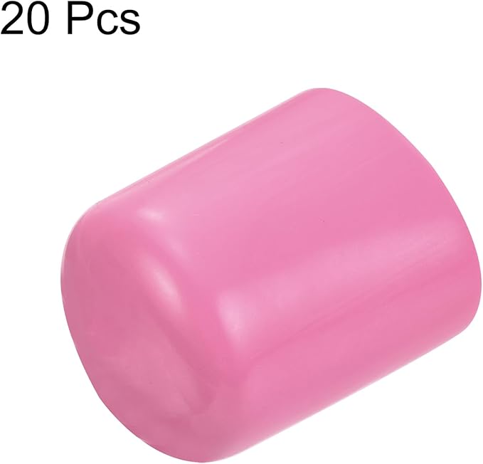 uxcell 20pcs Rubber End Caps 20mm ID Vinyl PVC Round Tube Bolt Cap Cover Screw Thread Protectors Pink - Image 2