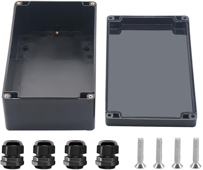 Project Box ABS Black Electrical Boxes IP67 Outdoor Waterproof box Electronic Junction Box Power Enclosure with Cable Glands for DIY Project 7.9 x 4.7 x 3 inch (200x120x75mm) by Otdorpatio