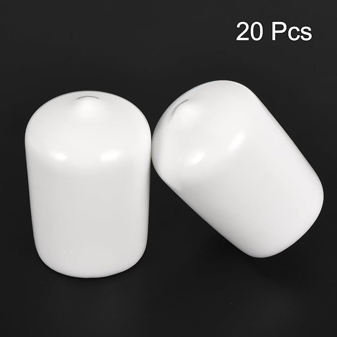 uxcell 20pcs Rubber End Caps 20mm ID Vinyl Round End Cap Cover Screw Thread Protectors White - Image 2
