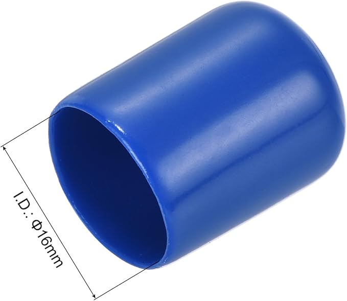 uxcell 20pcs Rubber End Caps 16mm ID Vinyl Round Tube Bolt Cap Cover Screw Thread Protectors Blue - Image 3