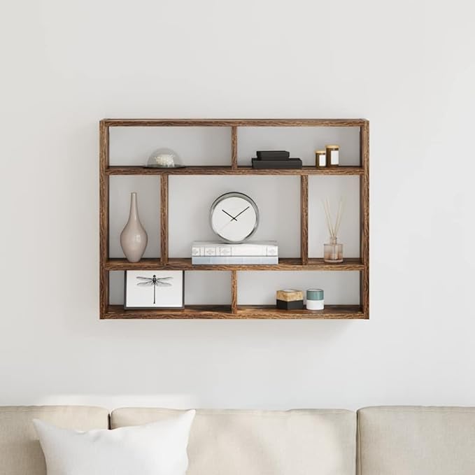 Smoked Oak Engineered Wood Wall Shelf 29.5 x 6.3 x 21.7 Inches for Stylish Storage and Display with Sturdy Construction and Easy Maintenance - Image 3