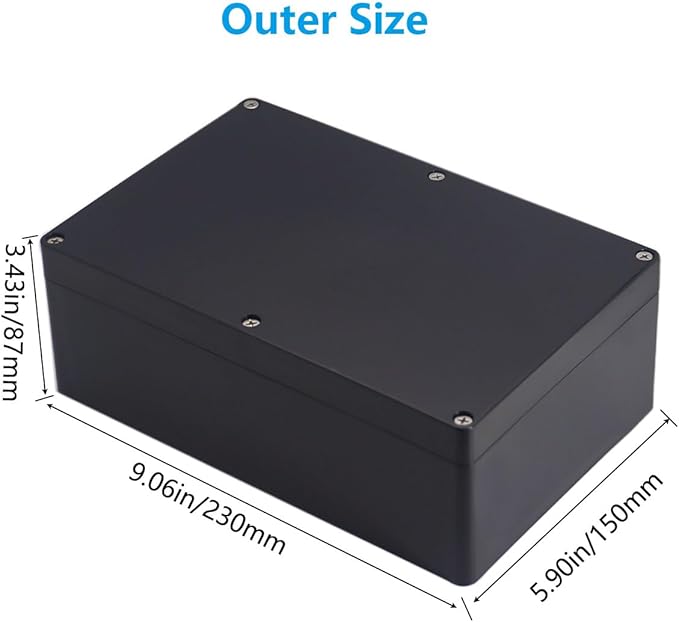 Outdoor Waterproof Junction Box IP67 Project Box ABS Black Electrical Boxes Electronic Enclsoure for DIY Project 9.1 x 5.9 x 3.4 inch (230x150x87mm) - Image 2