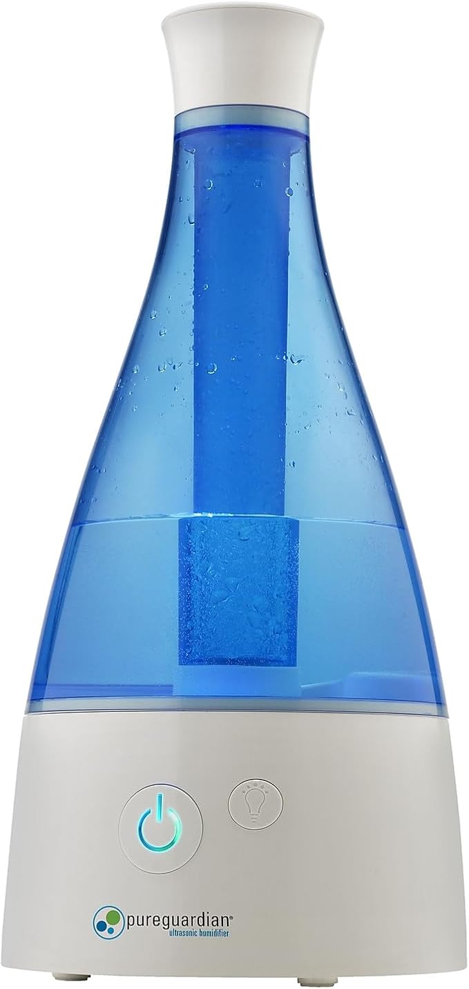 PureGuardian Ultrasonic Cool Mist Humidifier, 30 Hrs. Run Time, 0.5 Gal. Tank Capacity, 350 Sq. Ft. Coverage, Small Rooms, Quiet, Filter Free, Silver Clean Treated Tank, H940AR - Image 2
