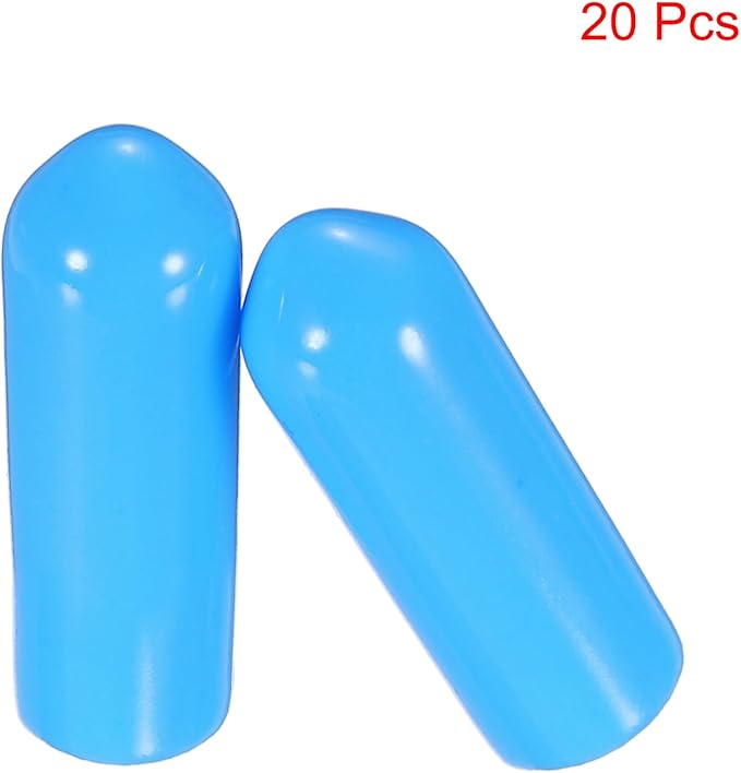 uxcell 20pcs Rubber End Caps 5mm(3/16") ID Vinyl PVC Round Tube Bolt Cap Cover Screw Thread Protectors,Light Blue - Image 2