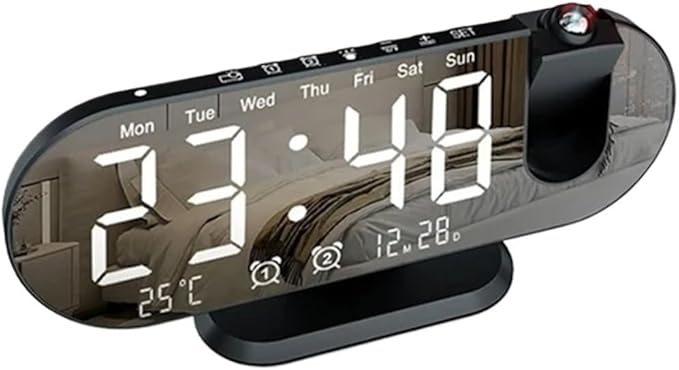 Digital Alarm Clock, Creative Electronic Projection Clock with Automatic Light Sensing, Temperature and Humidity, and Alarm Function. - Image 5