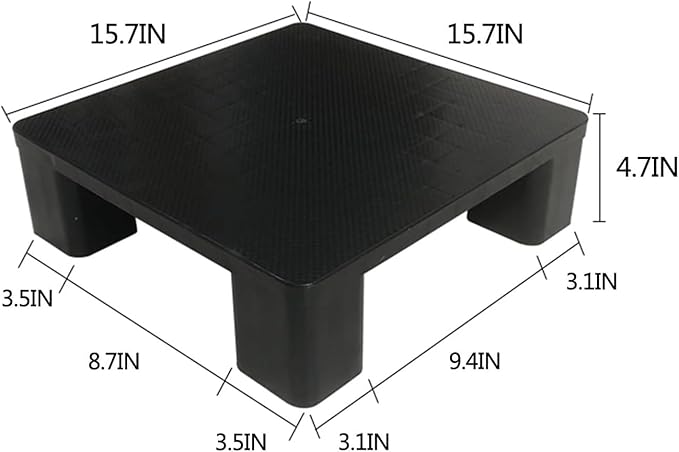 Waterproof Grid Ventilation Floor Pallet Small Warehouse Moisture Barrier Plastic Pallets Moisture Resistant for Logistics and Warehousing, Transportation Facilities(Black-1 Set,15.7x15.7x4.7in) - Image 2
