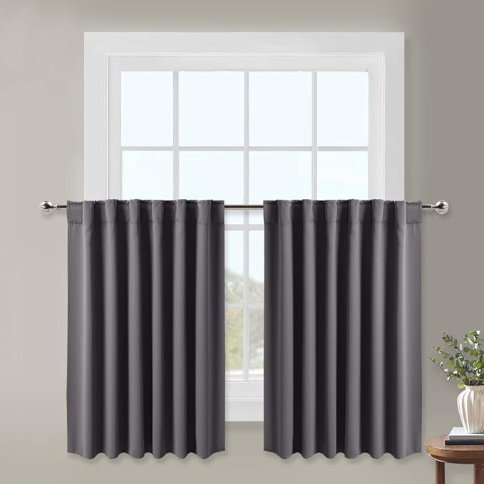 NICETOWN Blackout Curtain Panels for Living Room - (Grey Color) 29x36 inch, 2 Panels Set, Room Darkening Blackout Drapes for Window by NICETOWN