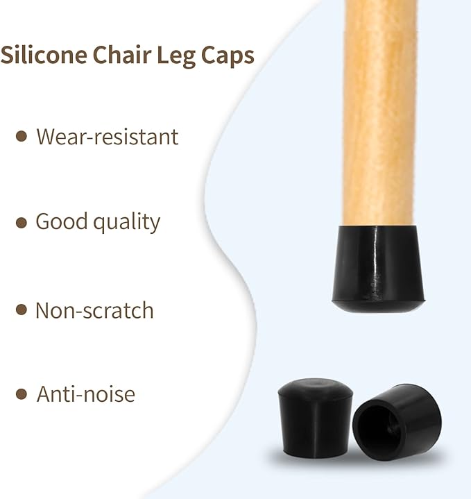 Flyshop 8Pcs 3/4", 19 mm Durable Silicone Chair Leg Caps Furniture Floor Protector Round Table Feet Covers, Black - Image 6
