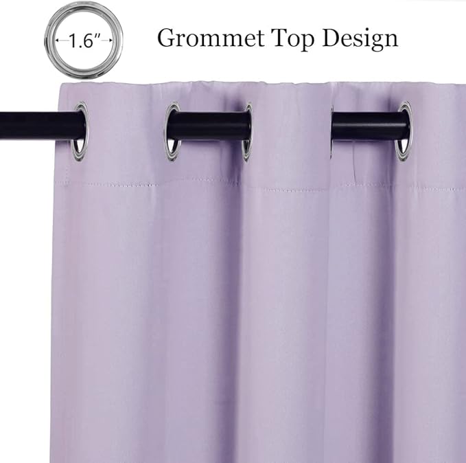 MYSKY HOME Lilac Blackout Curtains for Living Room, 63 Inch Long Grommet Room Darkening Curtain for Bedroom, Amazing Triple Weave Thermal Insulated Curtain, 1 Curtain Panel, 52 x 63 Inch, Lilac - Image 2