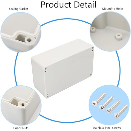 Project Box IP65 Waterproof Junction Box ABS Plastic Electrical Boxes DIY Electronic Project Case Power Enclosure White 7.87x4.72x2.95 inch (200 x 120 x75 mm) - Image 5