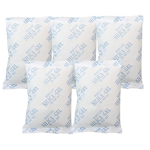 Dry & Dry 400 Gram [5 Packet] Silica Gel Packets, Desiccant Packs, Silica Gel - Rechargeable Silica Packets, Moisture Absorbers, Silica Gel Packs by DryDry