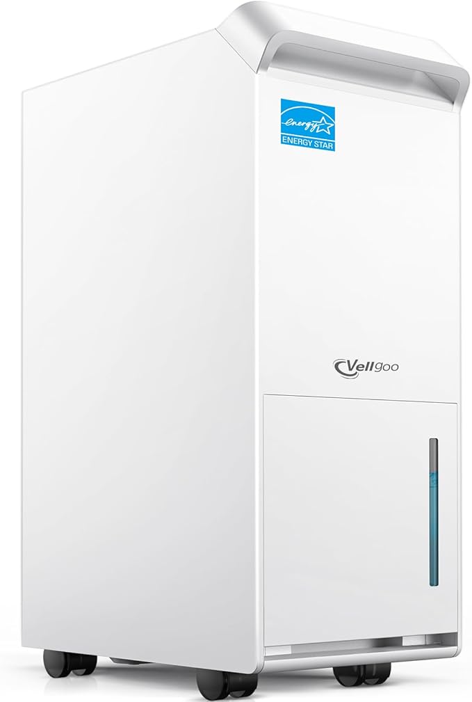 1800 Sq.Ft Most Efficient Energy Star 2025 Dehumidifier,Vellgoo Max 34 Pint/D (Standard 22Pint/D) Dehumidifier for basement with Drain Hose, Intelligent Humidity Control for Home,Bedroom, Bathroom by Vellgoo
