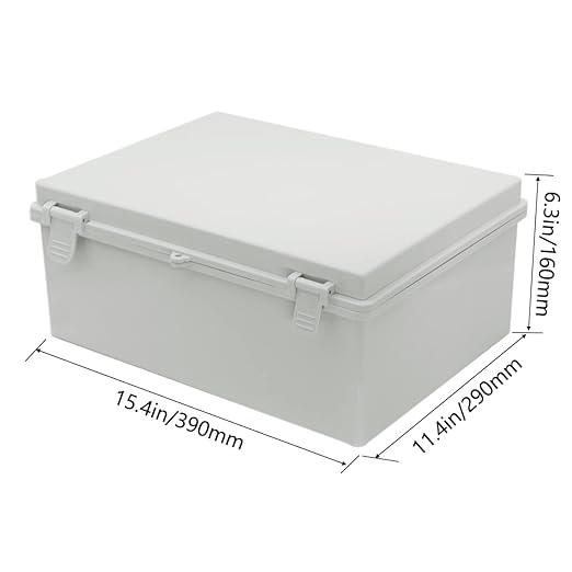 Zulkit Junction Box ABS Plastic Waterproof IP65 Electrical Boxes Hinged Shell Outdoor Universal Project Enclosure with Mounting Plate and Wall Brackets Grey (390x290x160 mm) - Image 2