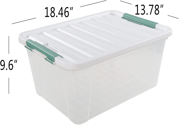 6-Pack Clear Plastic Storage Boxes, 35 L Plastic Storage Bins with Lids - Image 2